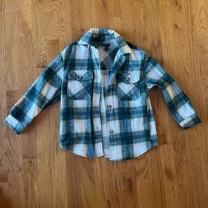 Plaid Shirt in Green and Cream